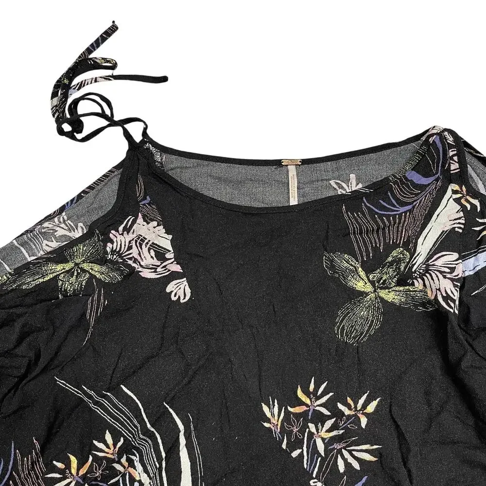 Free People Clear Skies Cold Shoulder Tunic Mini Dress Black Small